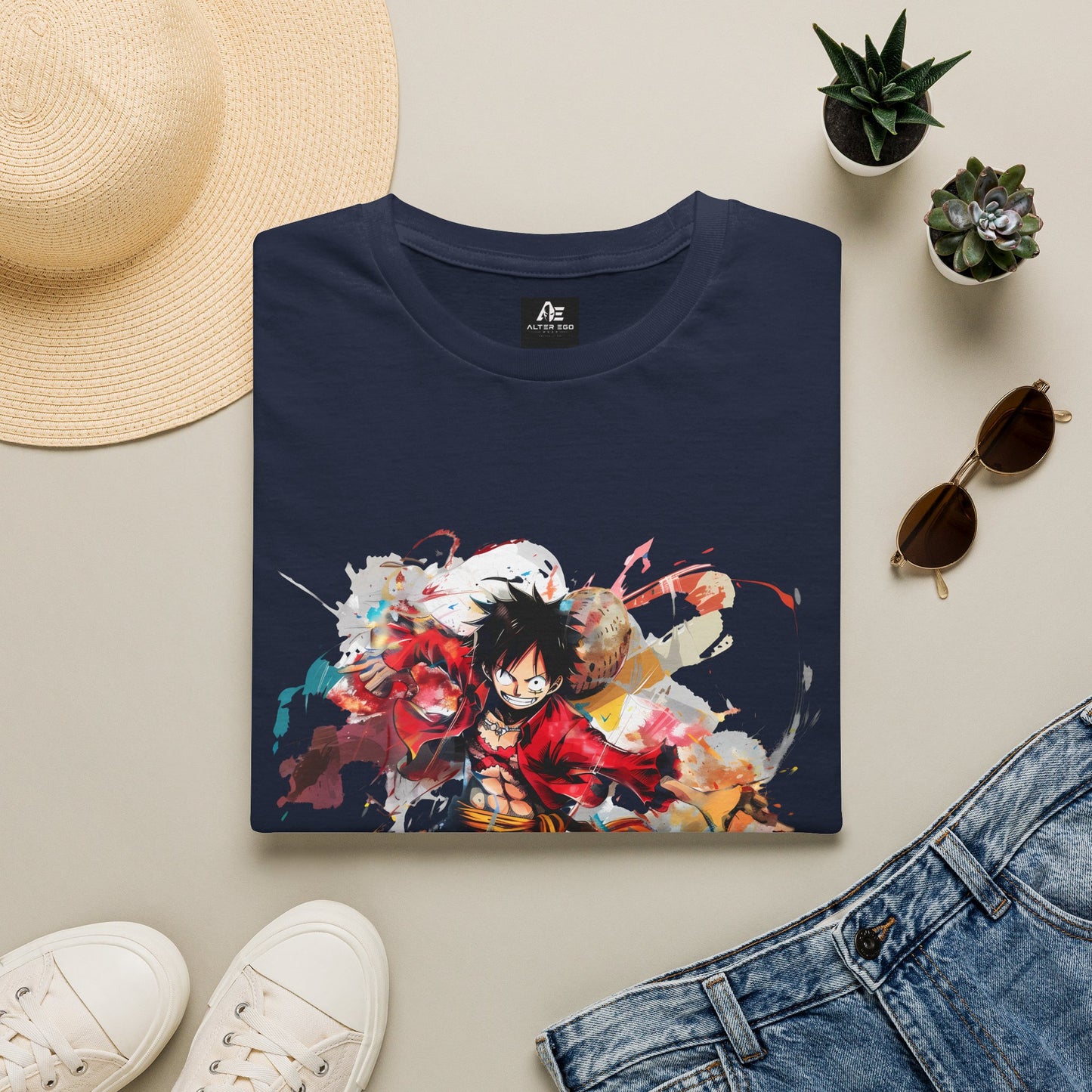 Anime Graphic Unisex T-Shirt — Dynamic Fighter Watercolor Design
