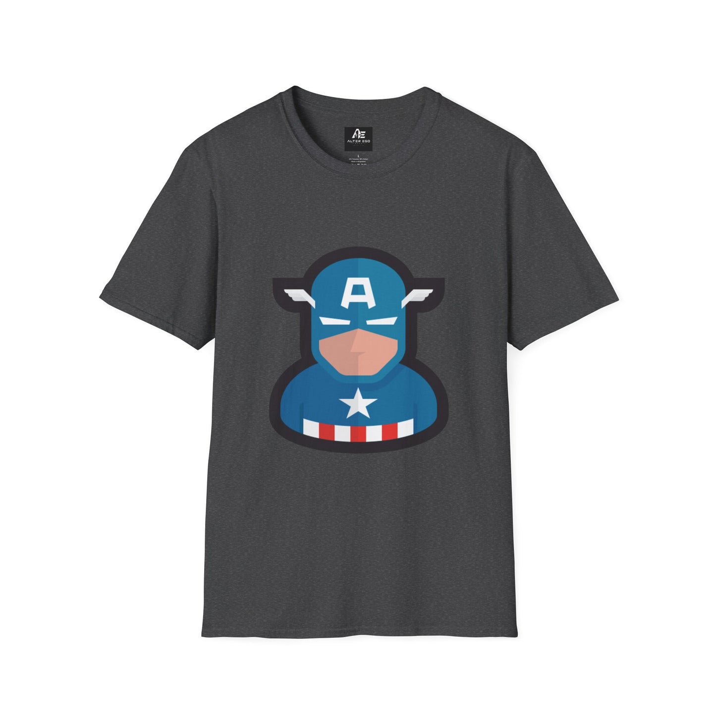 Captain Mask Graphic T-Shirt — Retro Patriotic Superhero Tee