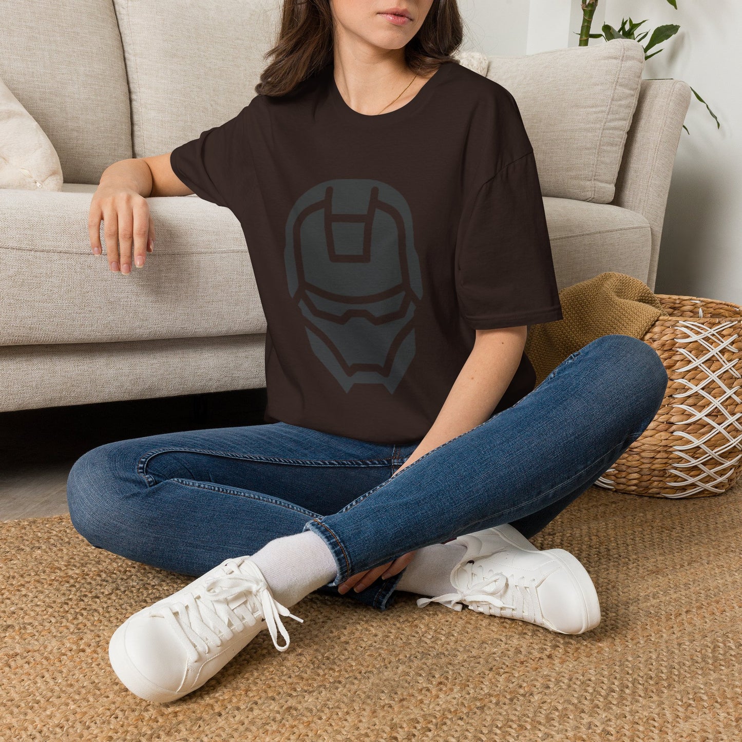 Iron Helmet Graphic T-Shirt — Minimalist Superhero Helmet Design