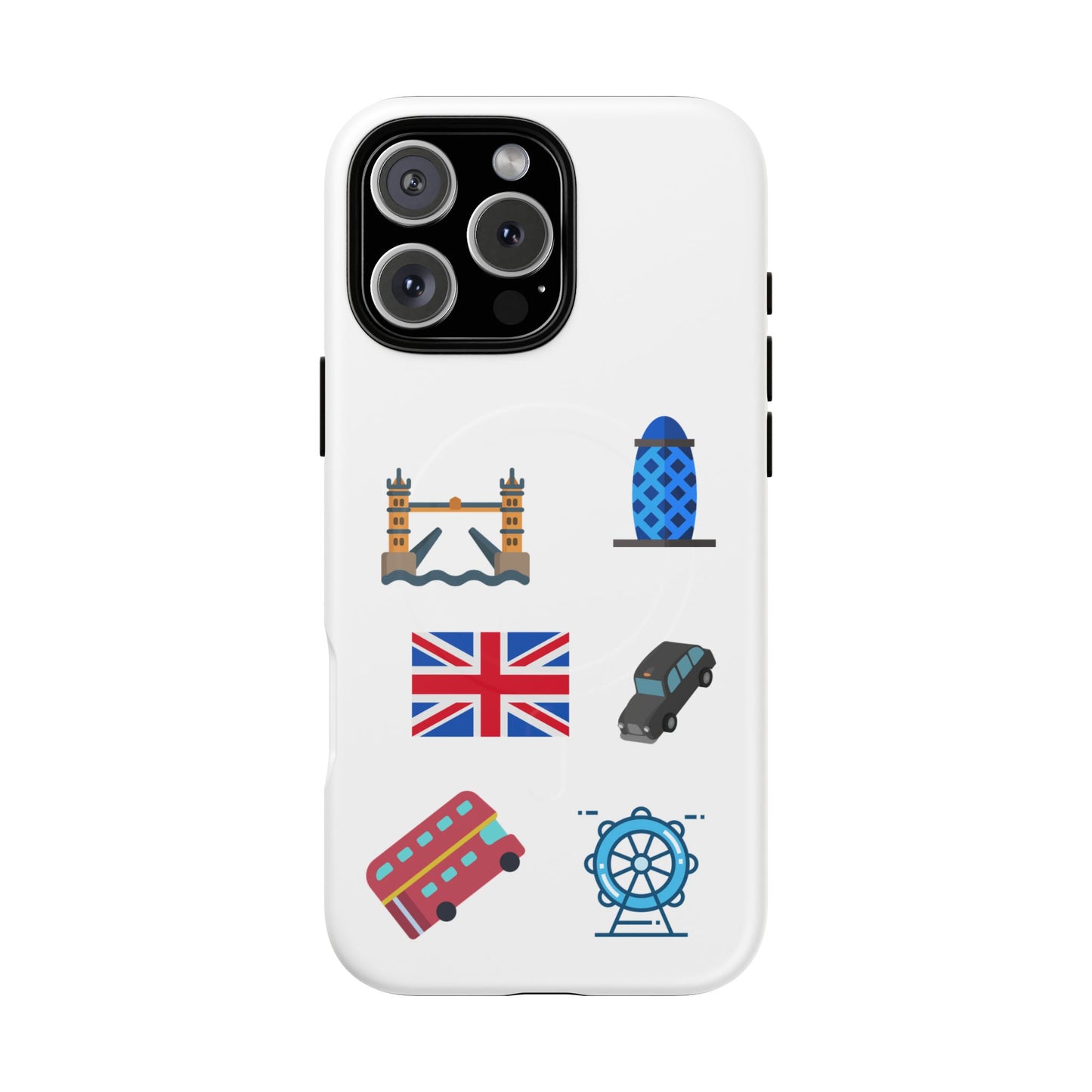 London Icons Tough Magnetic Phone Case — Union Jack, Tower Bridge & Double-Decker Design