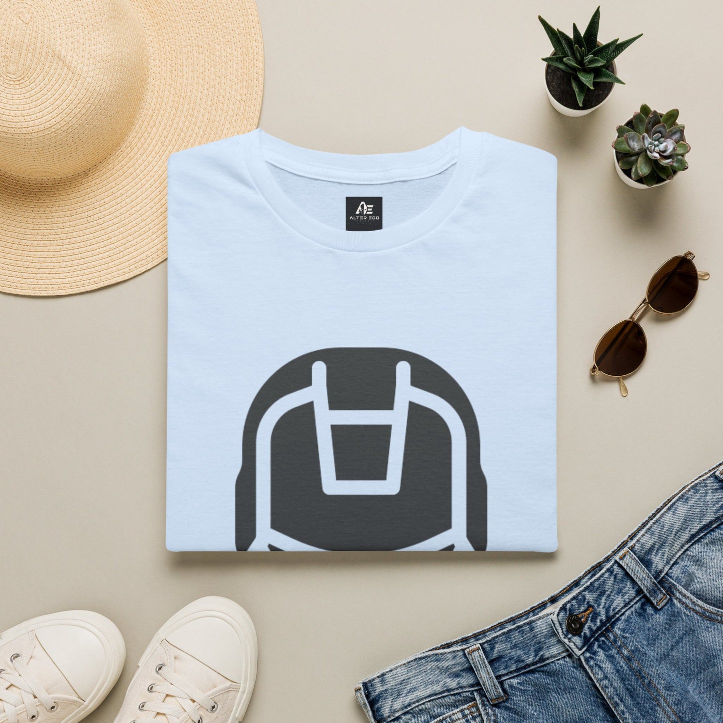 Iron Helmet Graphic T-Shirt — Minimalist Superhero Helmet Design