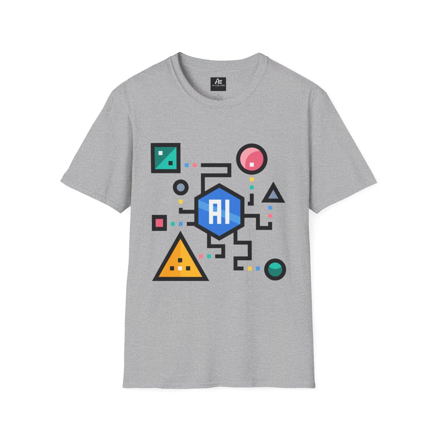 AI Circuit Graphic T-Shirt — Colorful Geometric Tech Design