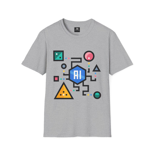 AI Circuit Graphic T-Shirt — Colorful Geometric Tech Design
