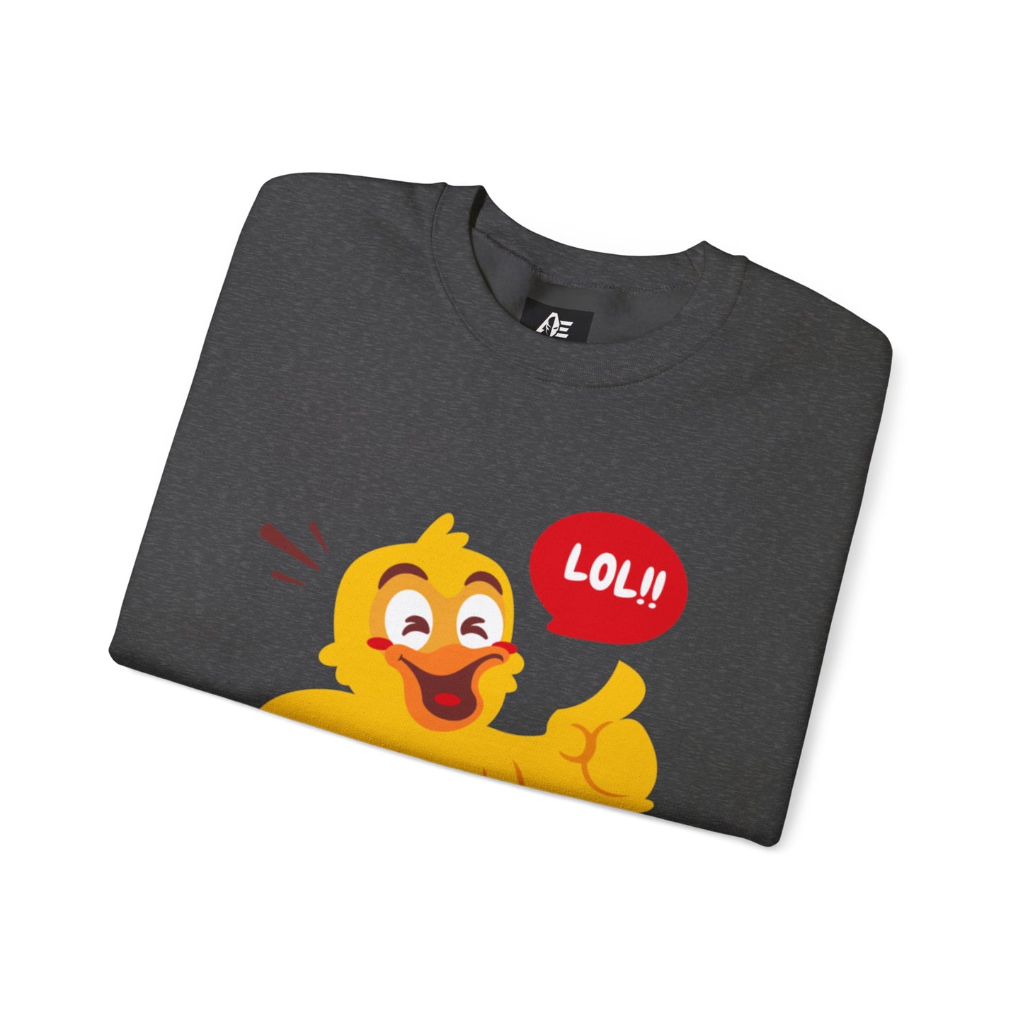 Crewneck Unisex Sweatshirt — Cute Laughing Chick Design ("LOL")