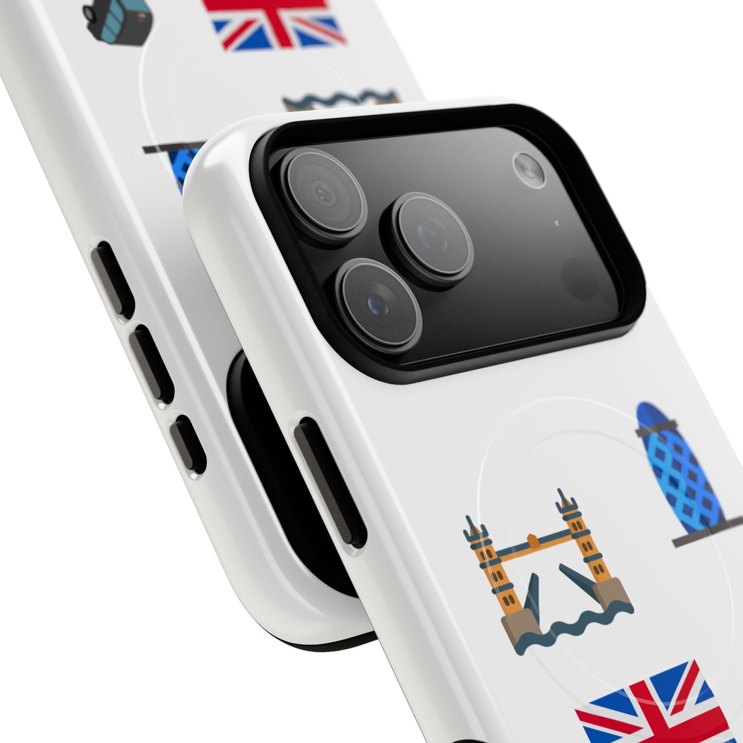London Icons Tough Magnetic Phone Case — Union Jack, Tower Bridge & Double-Decker Design