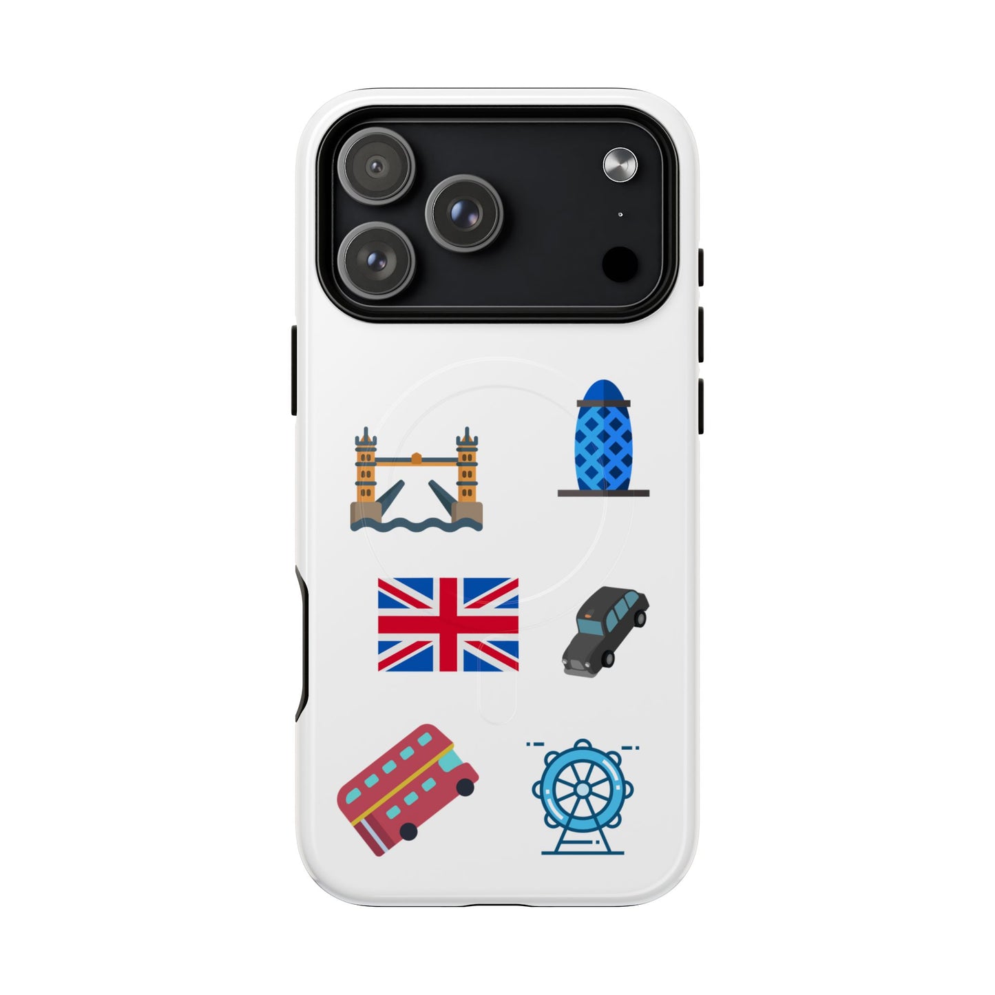 London Icons Tough Magnetic Phone Case — Union Jack, Tower Bridge & Double-Decker Design