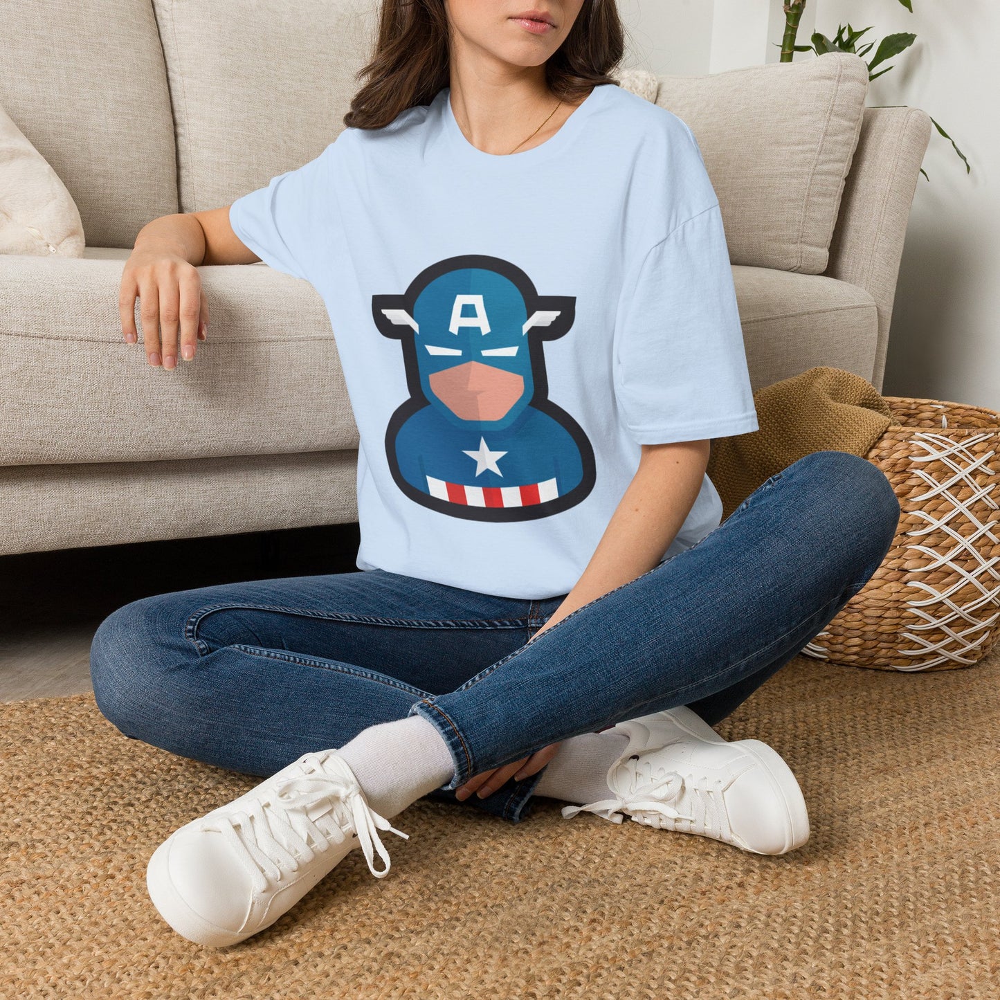 Captain Mask Graphic T-Shirt — Retro Patriotic Superhero Tee