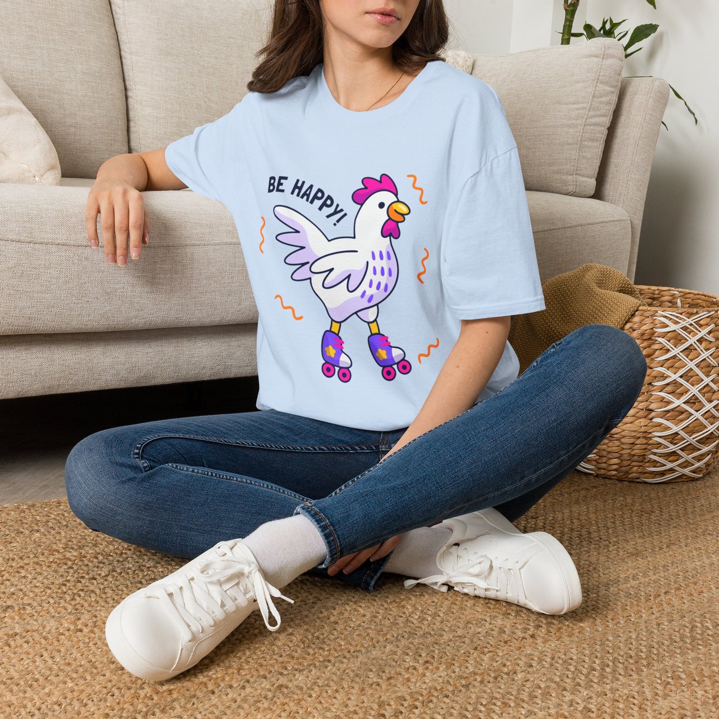Be Happy Roller Chicken T-Shirt