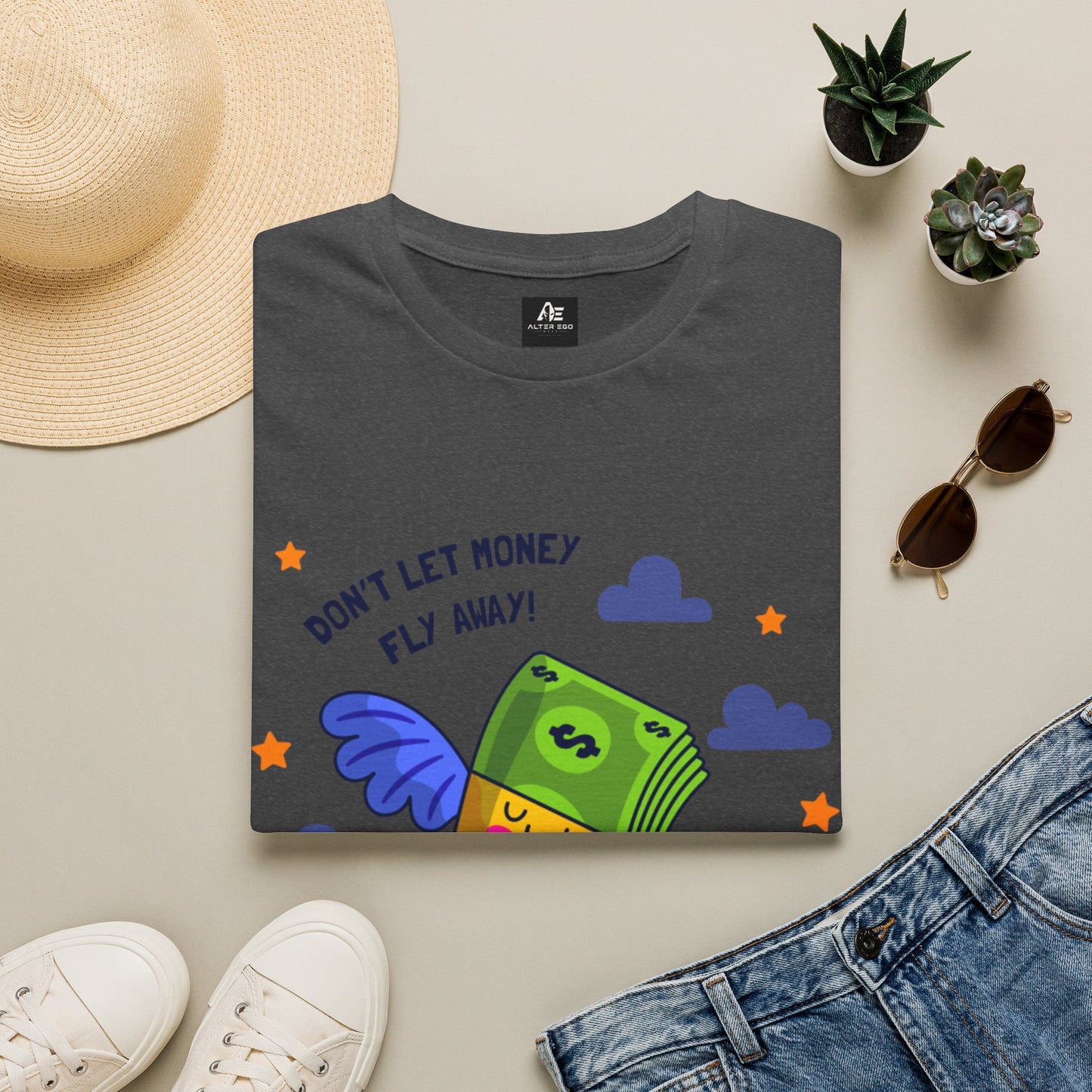 Don't Let Money Fly Away T-Shirt — Cute Flying Cash Graphic Tee