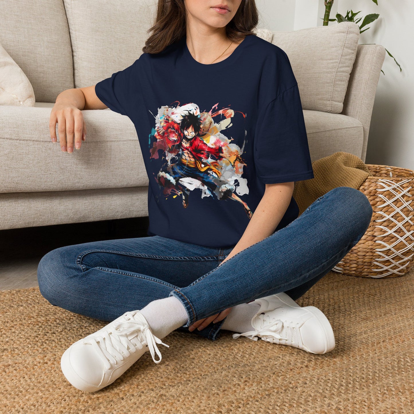 Anime Graphic Unisex T-Shirt — Dynamic Fighter Watercolor Design