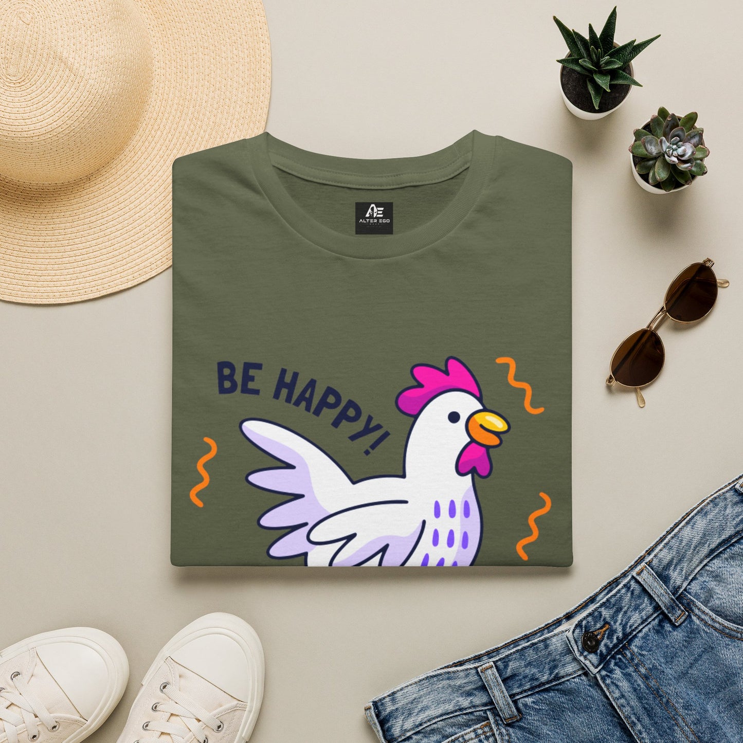 Be Happy Roller Chicken T-Shirt