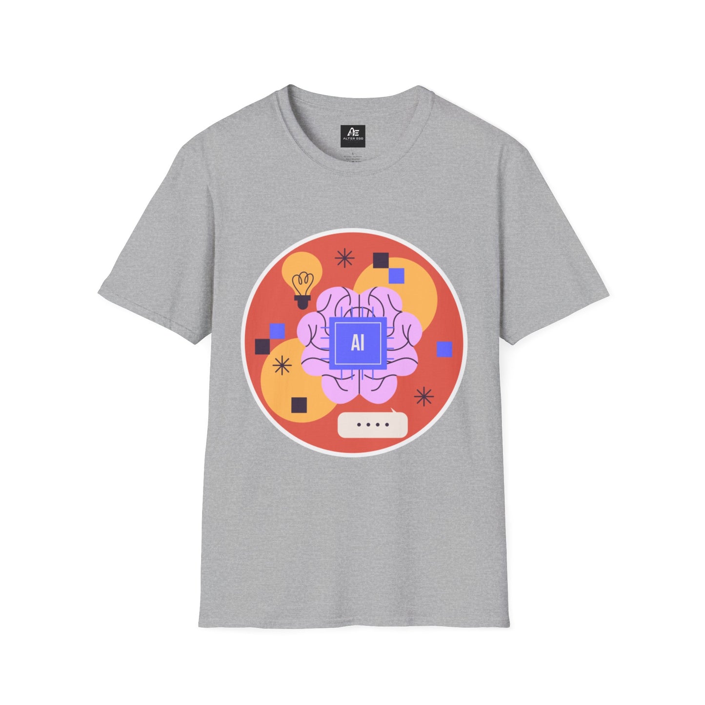 AI Brain Graphic T-Shirt — Techy Innovation Tee with Lightbulb Design