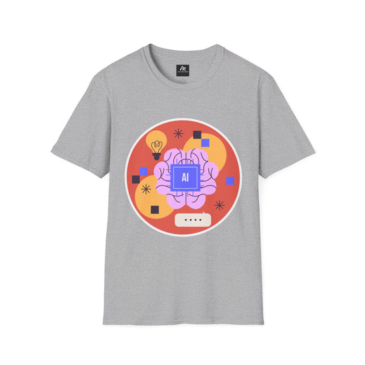 AI Brain Graphic T-Shirt — Techy Innovation Tee with Lightbulb Design