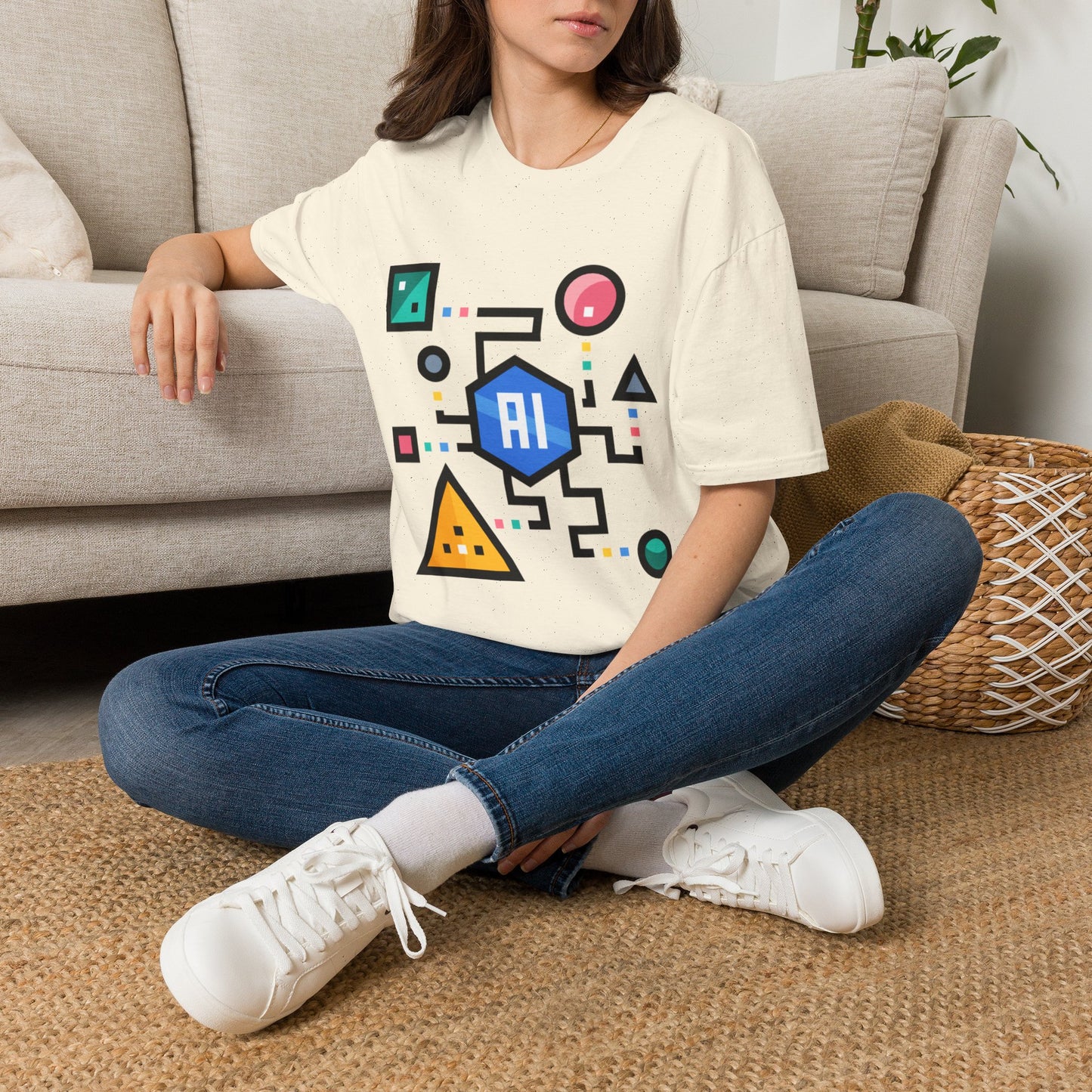 AI Circuit Graphic T-Shirt — Colorful Geometric Tech Design