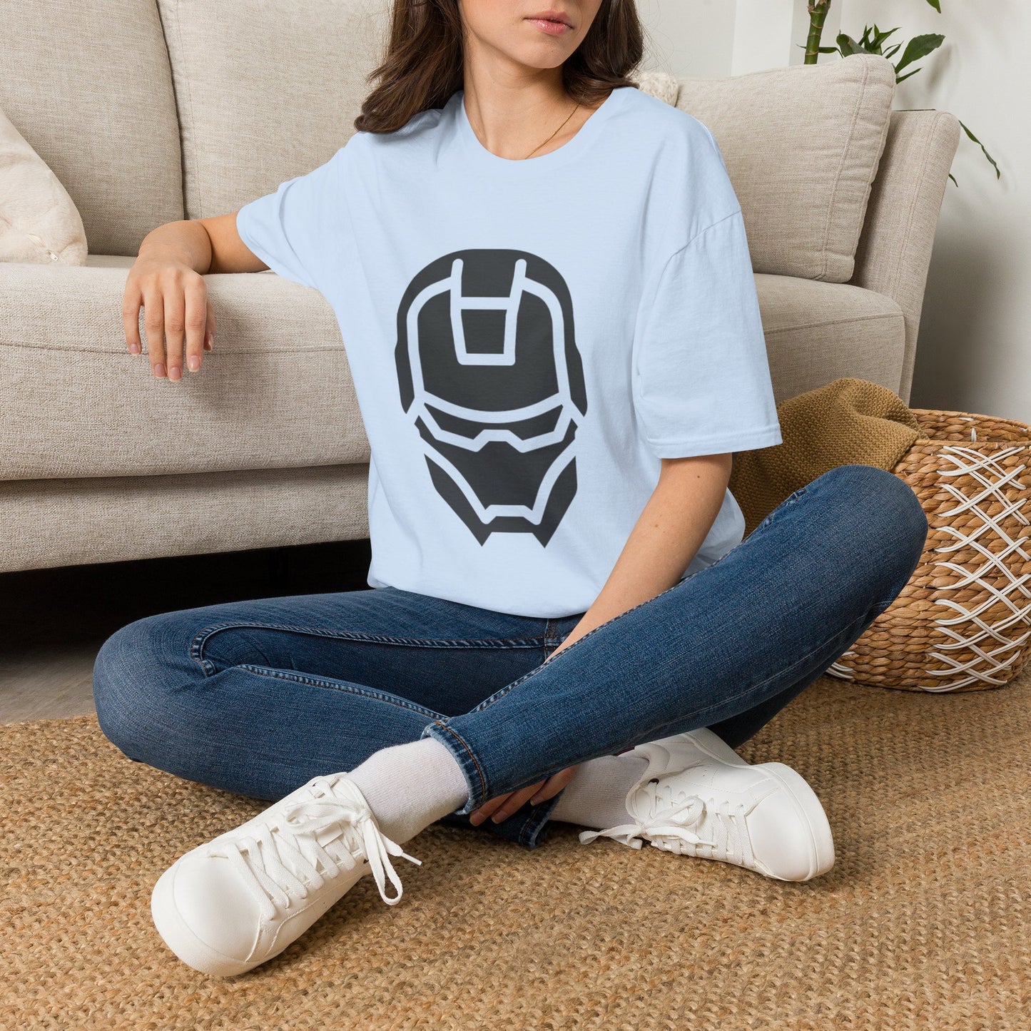 Iron Helmet Graphic T-Shirt — Minimalist Superhero Helmet Design