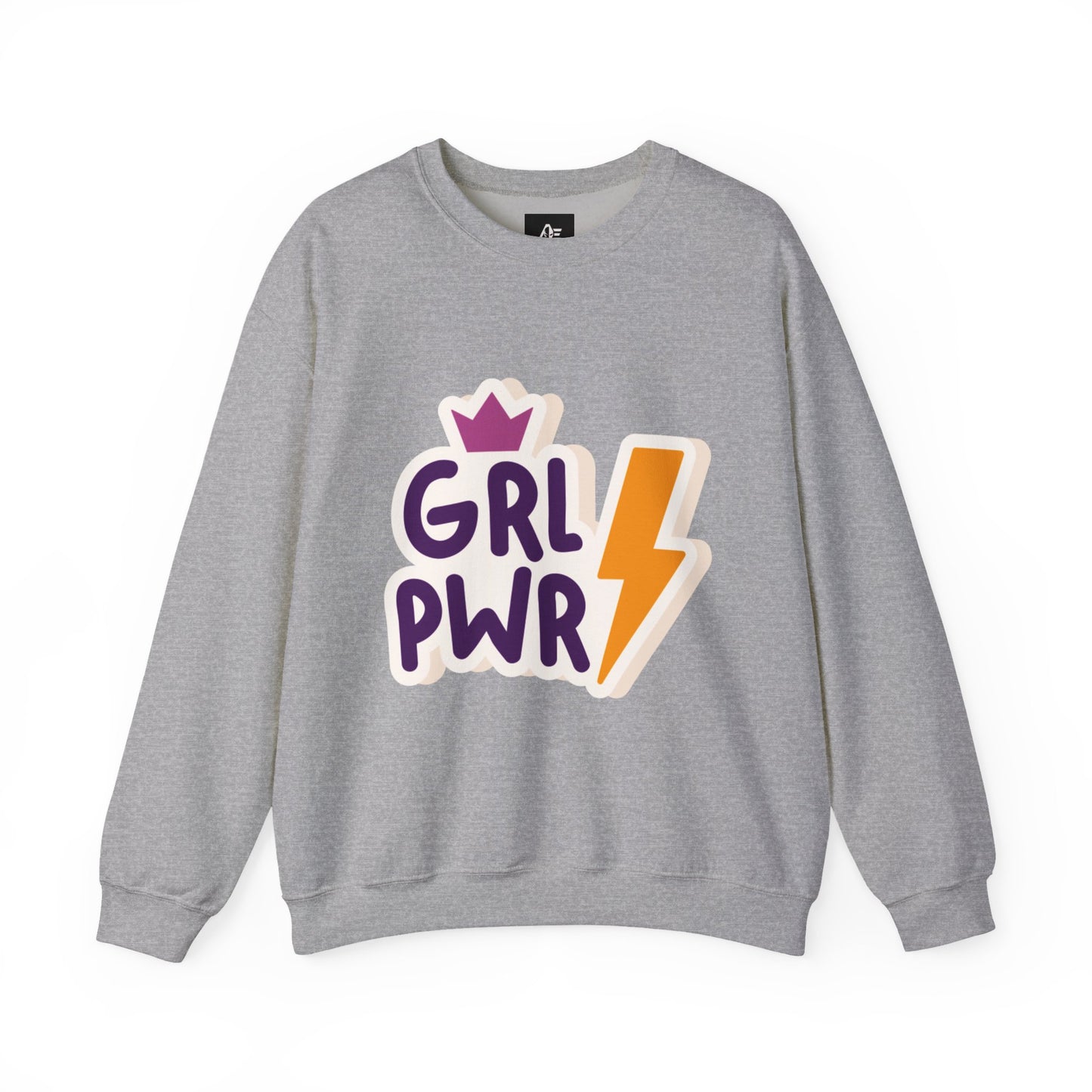 GRL PWR Crewneck Sweatshirt – Girls Power Lightning Bolt Graphic