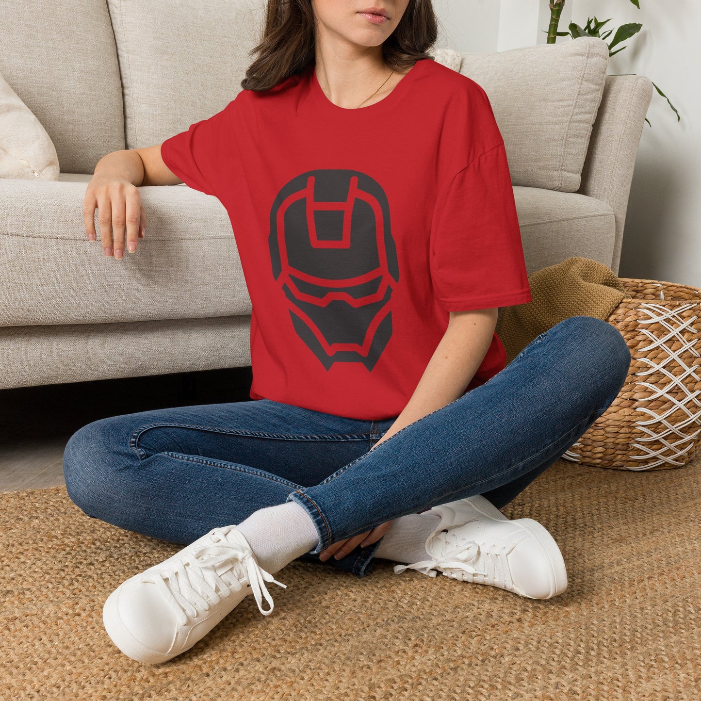 Iron Helmet Graphic T-Shirt — Minimalist Superhero Helmet Design