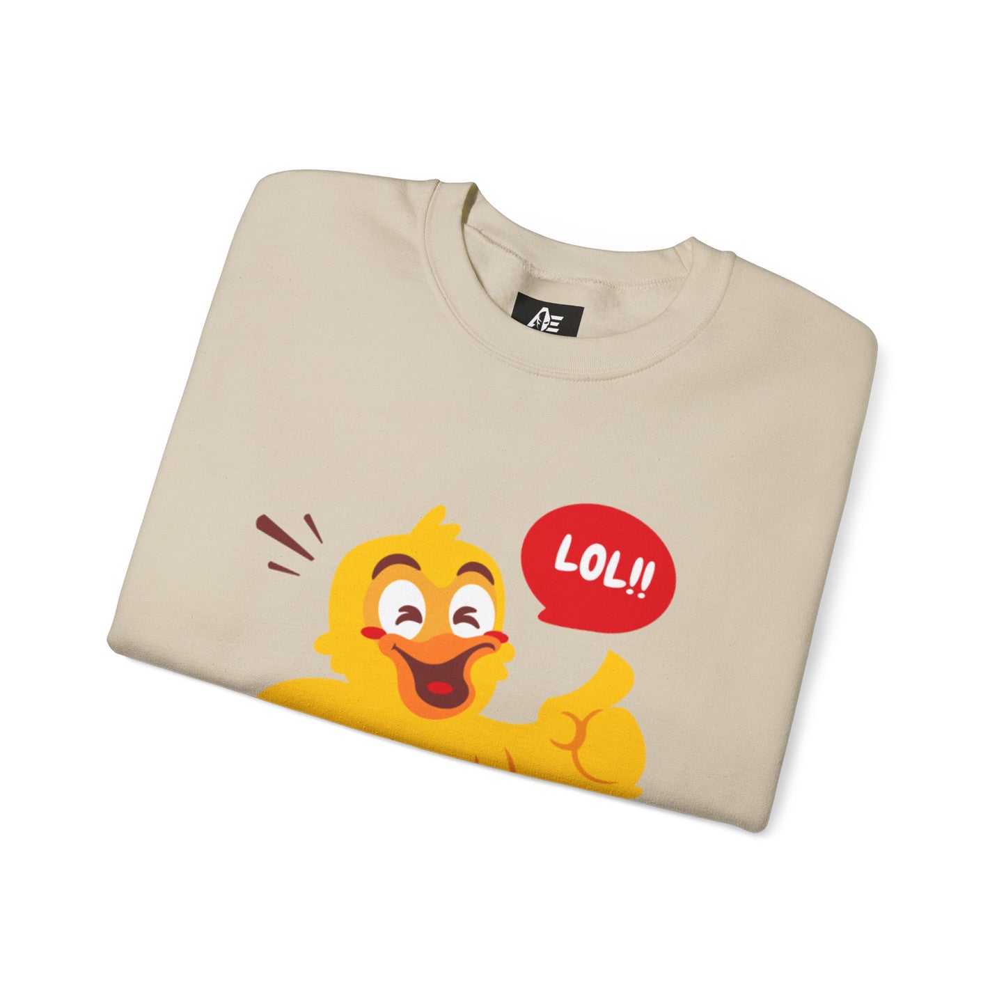 Crewneck Unisex Sweatshirt — Cute Laughing Chick Design ("LOL")