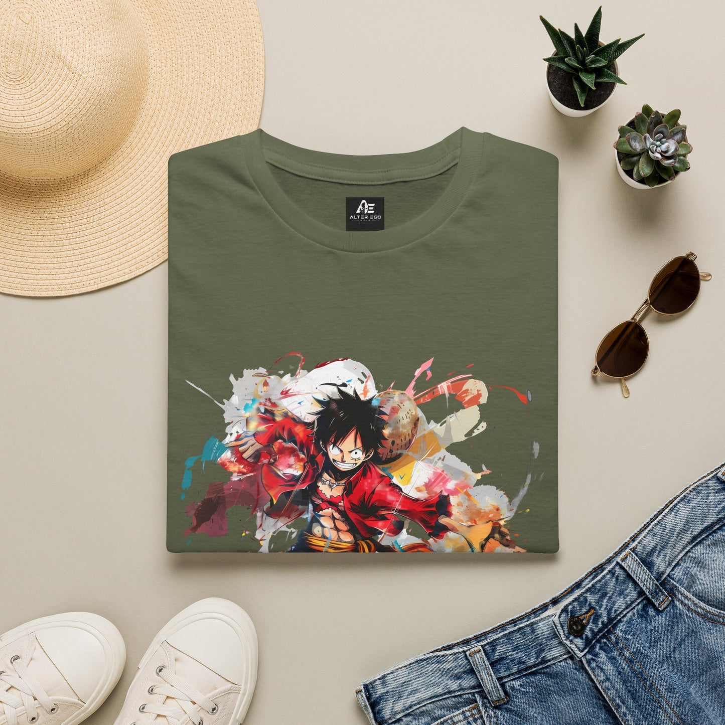 Anime Graphic Unisex T-Shirt — Dynamic Fighter Watercolor Design