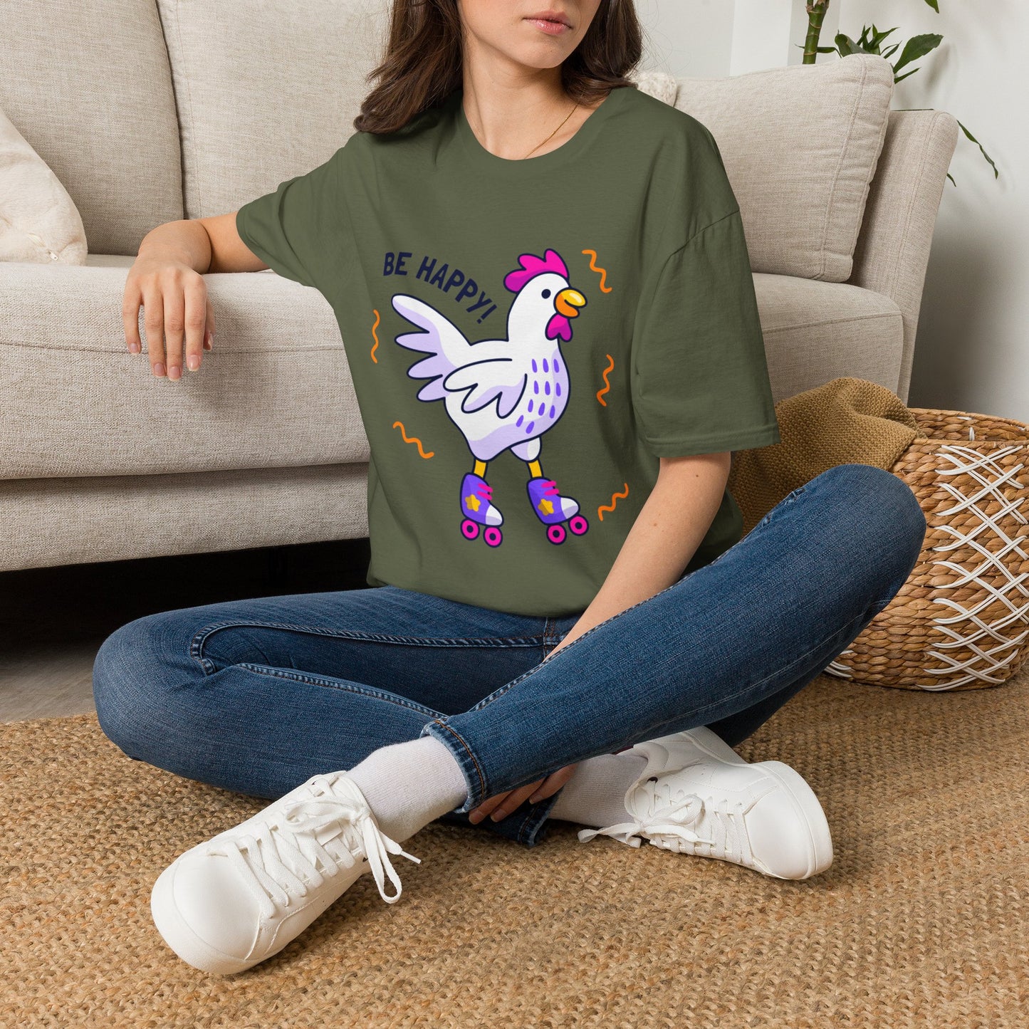Be Happy Roller Chicken T-Shirt