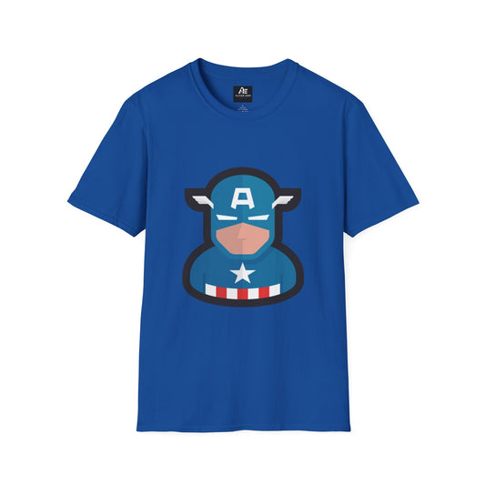 Captain Mask Graphic T-Shirt — Retro Patriotic Superhero Tee