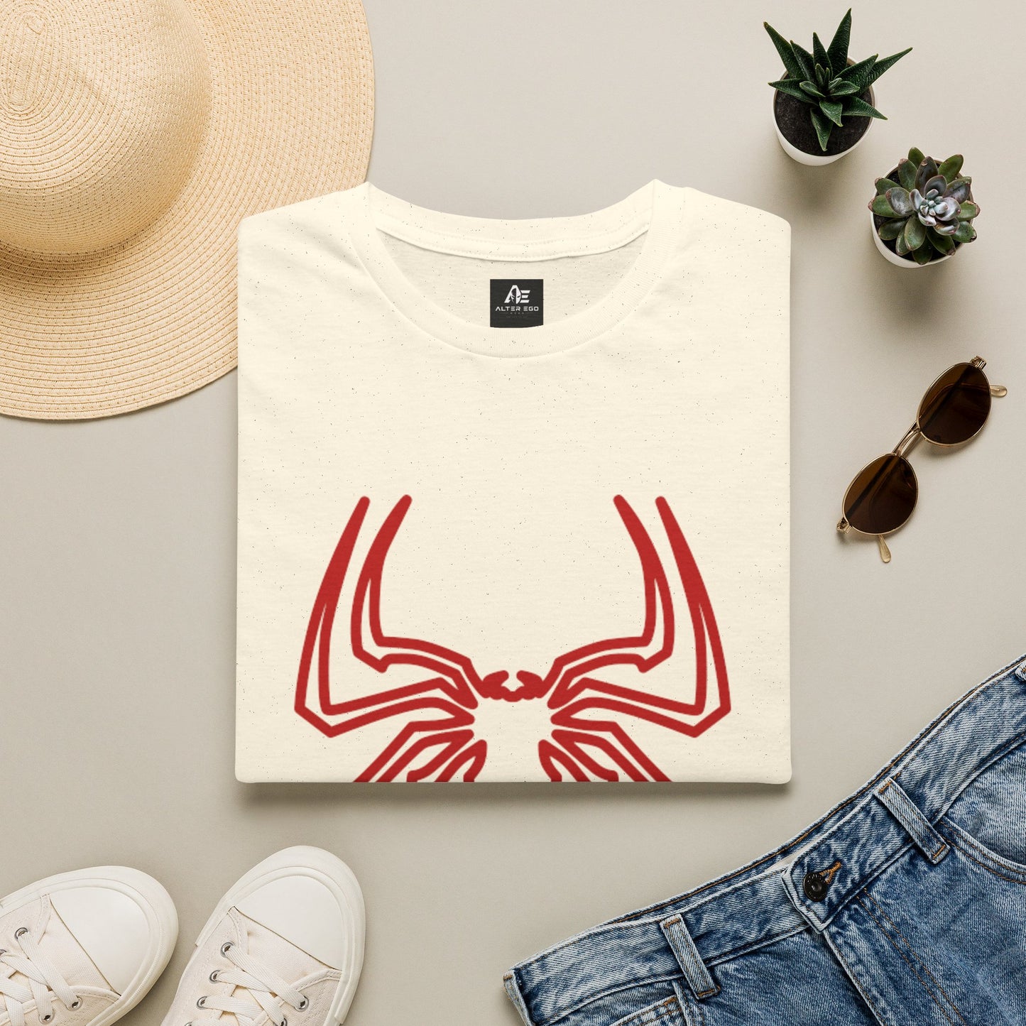 Spider Emblem T-Shirt — Red Minimal Spider Logo Tee