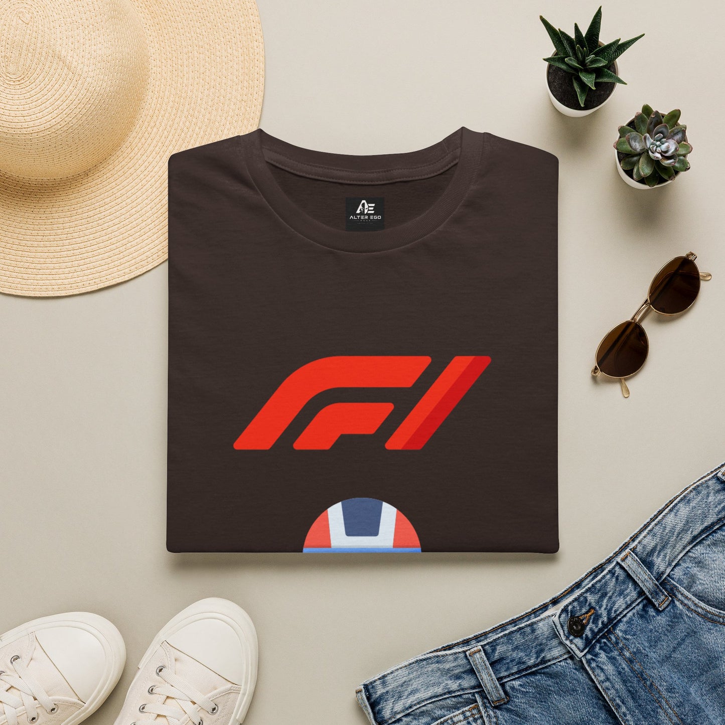 Racing Driver Graphic T-Shirt — Retro F1 Helmet Logo Tee