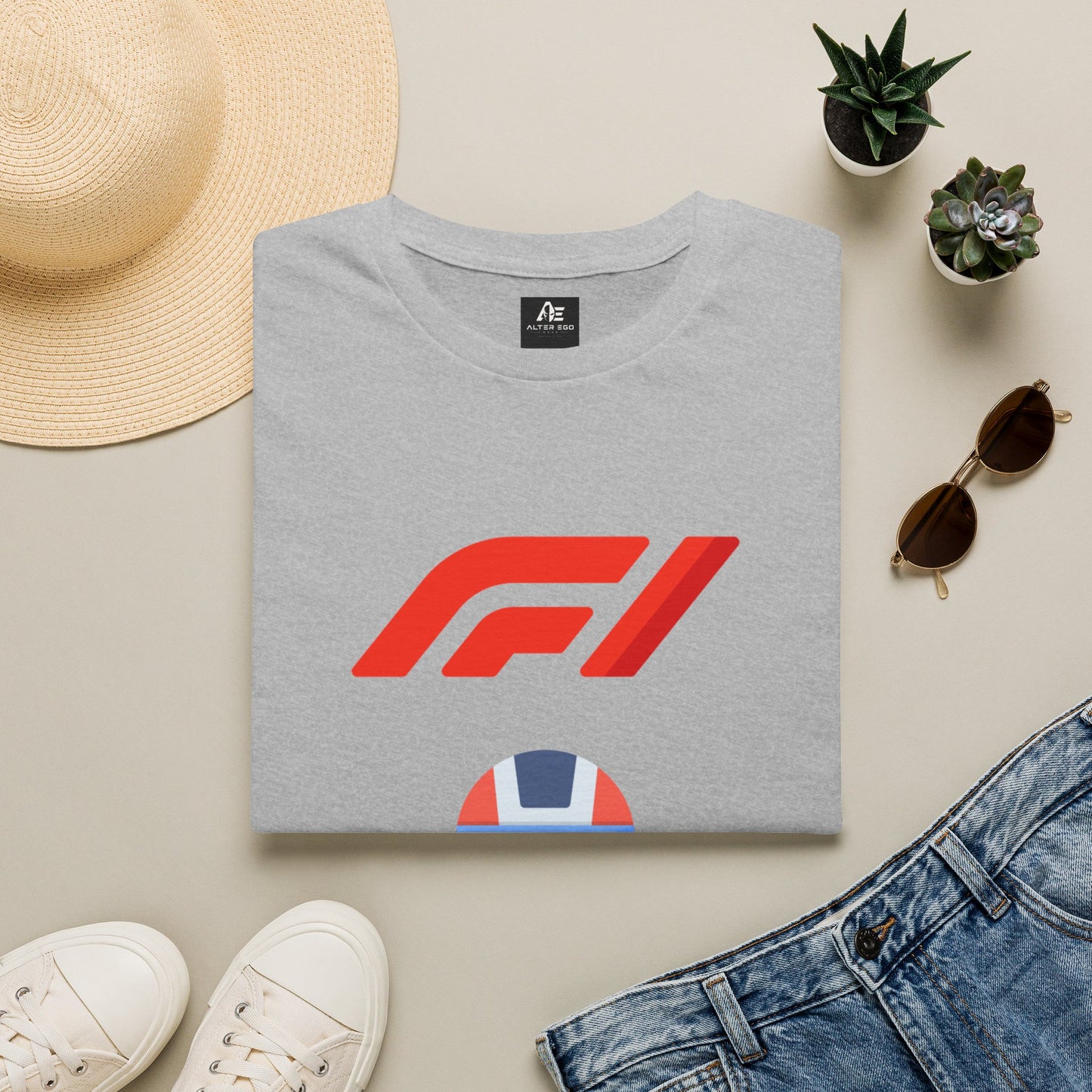 Racing Driver Graphic T-Shirt — Retro F1 Helmet Logo Tee