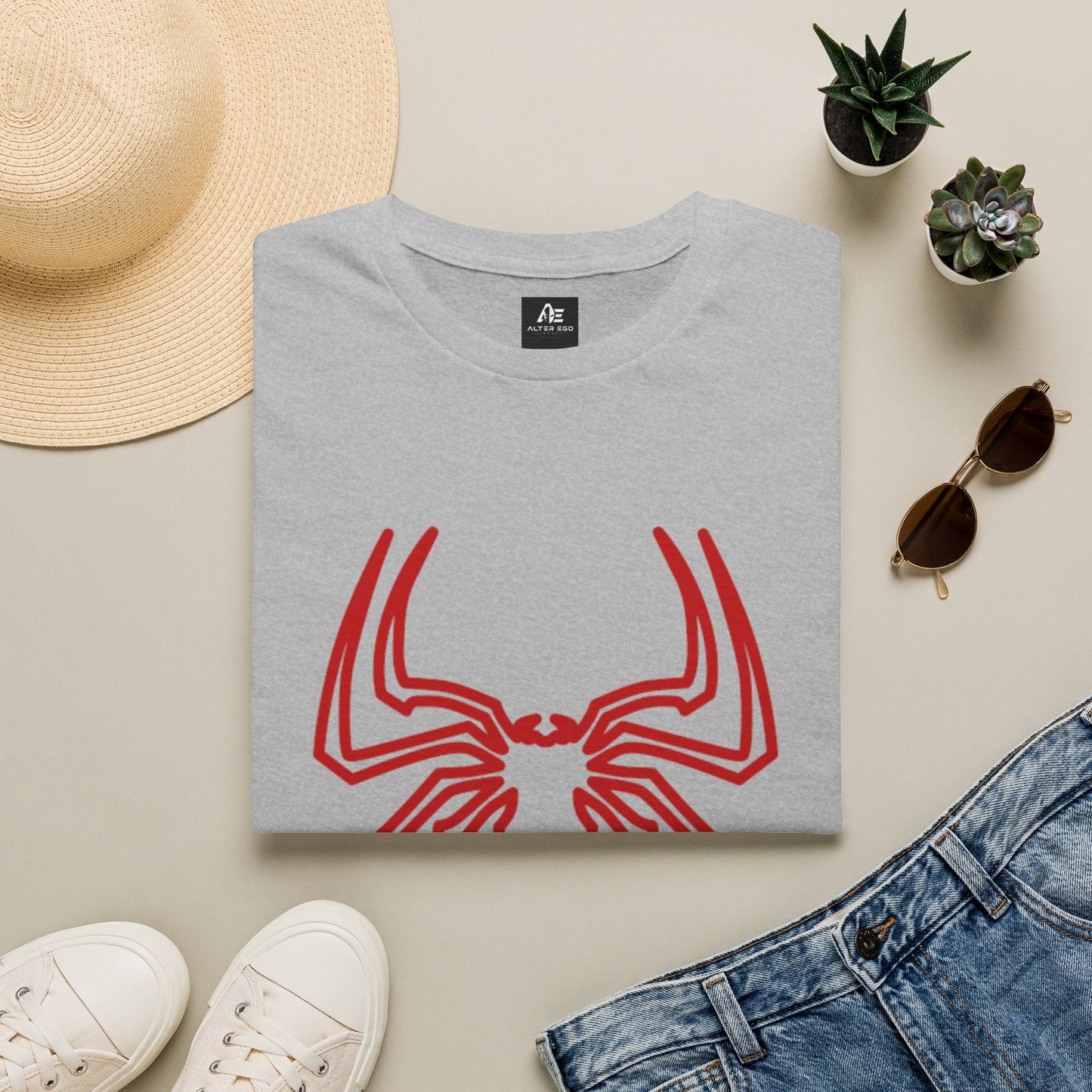 Spider Emblem T-Shirt — Red Minimal Spider Logo Tee