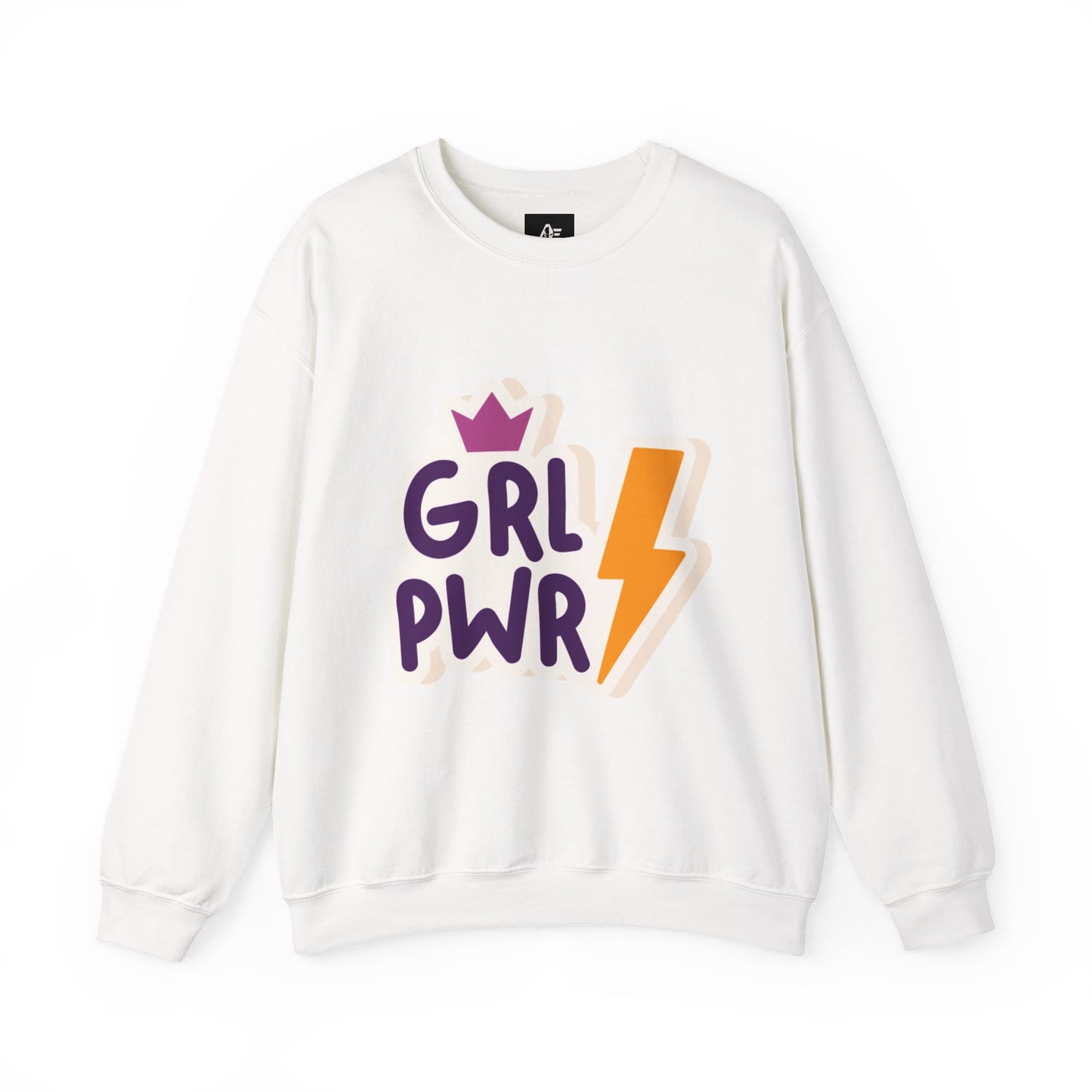 GRL PWR Crewneck Sweatshirt – Girls Power Lightning Bolt Graphic