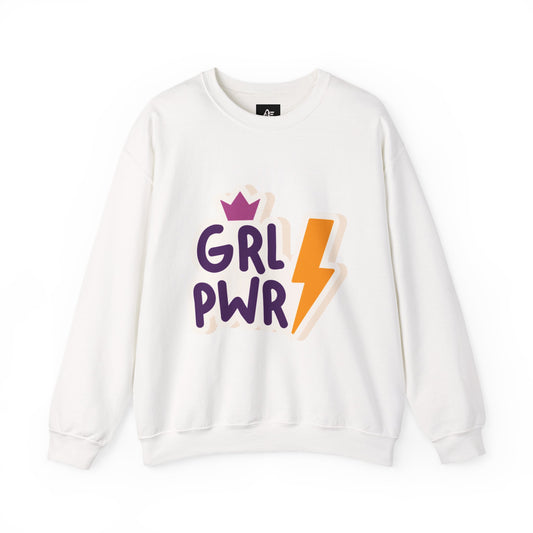GRL PWR Crewneck Sweatshirt – Girls Power Lightning Bolt Graphic