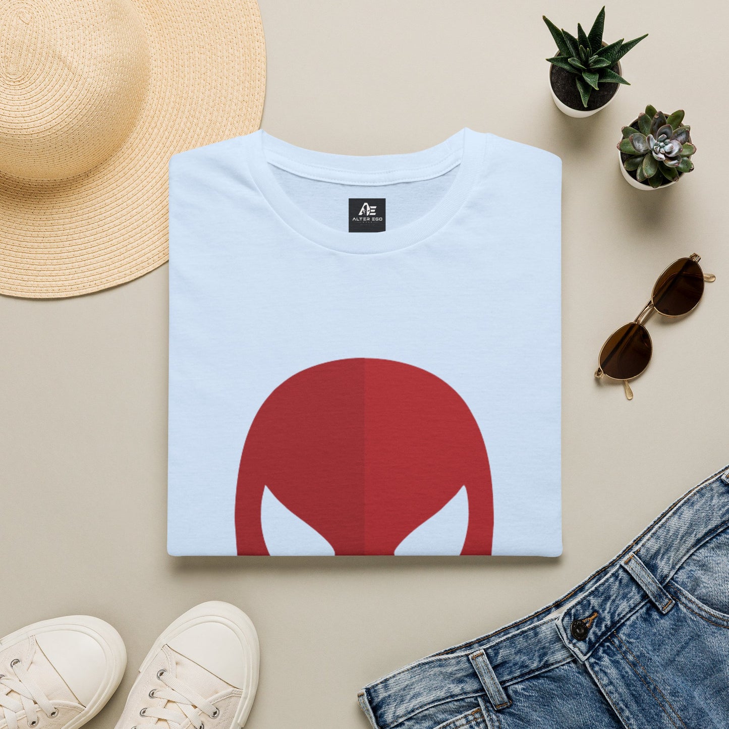 Spider Mask T-Shirt — Minimal Red Superhero Tee